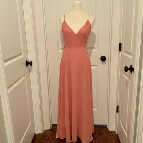 BB Dakota Blush Pink Save The First Dance Sleeveless Maxi Slip Dress Size 4 New - Picture 3 of 11